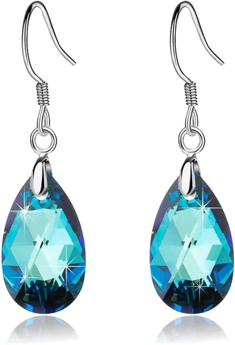 Miniatura 86 de Aretes colgantes de cristal austriaco con forma de lágrima para mujer, joyería hipoalergénica de plata de ley 925