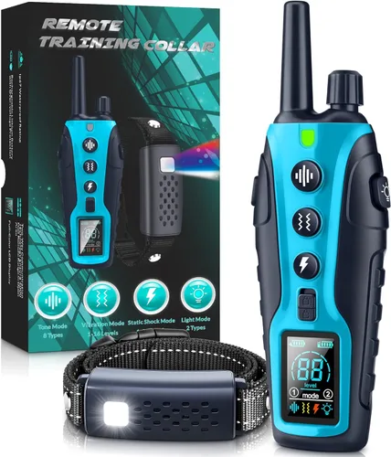 Miniatura 11 de Collar de choque para perros 2 perros (15-150 libras) con luz intermitente para paseos nocturnos, collar de entrenamiento de perro de 4500 pies