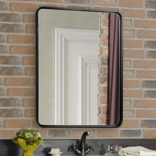 Miniatura 34 de ANDY STAR Espejo de baño negro de 24 x 30 pulgadas, espejos de tocador de baño negros para pared, espejo rectangular redondeado para fregadero