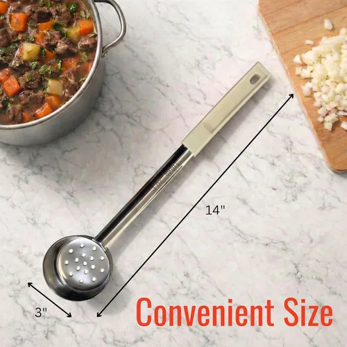 Miniatura 6 de Cuchara ranurada de acero inoxidable para control de porciones de 3 onzas para medir y servir; cucharas de grado comercial (paquete de 12)