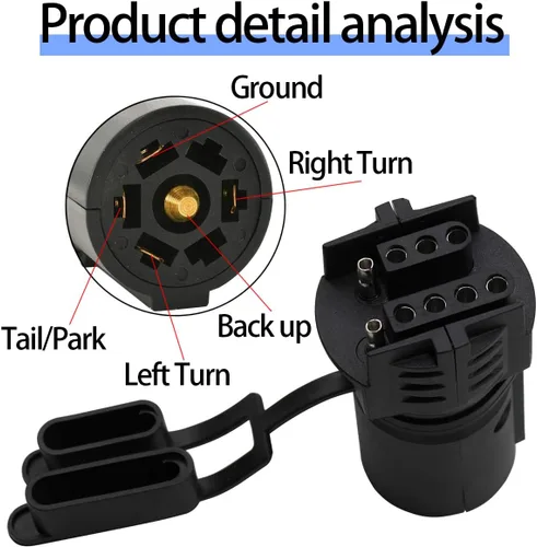 Miniatura 3 de BELOMI Adaptadores de enchufe de remolque, conector de remolque de hoja plana de 7 pines a 4 y 5, enchufe de hoja plana 2 en 1, accesorios