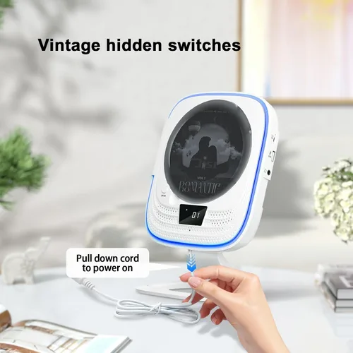 Miniatura 4 de Reproductor de CD portátil Bluetooth 5.0 Boombox HiFi Altavoces estéreo, radio FM con control remoto, luces LED, TF/USB, conector para auriculares