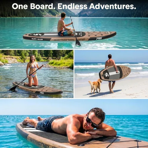 Miniatura 6 de SereneLife Tabla de Paddle Inflable de Pie - Diseño Amplio y Estable, Cubierta Antideslizante para Adultos y Jóvenes con Accesorios Premium