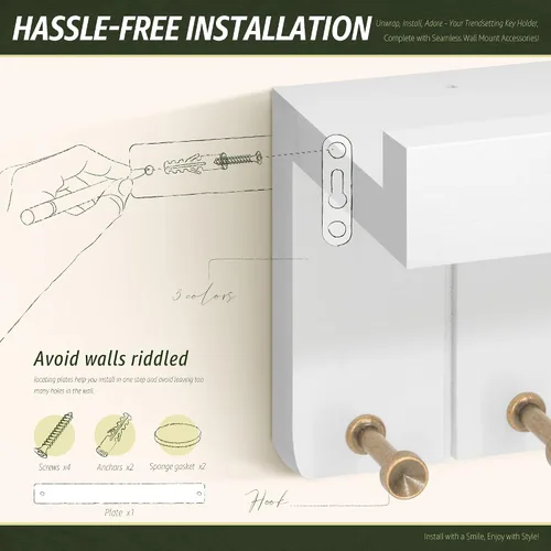 Miniatura 6 de Rebee Vision Soporte de Pared para Llaves Estilo Granja - Organizador de Correo Decorativo con 7 Ganchos para Llaves y Estante de Pared - Decoración