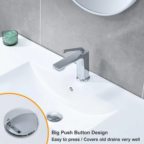 Miniatura 7 de Tapón universal para fregadero de baño, tapón de drenaje de fregadero de 1.1 a 1.5 pulgadas, colador de drenaje de lavabo desplegable tipo bala