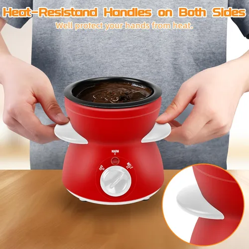 Miniatura 2 de Mini olla para fundir chocolate, fuente de fondue de chocolate, máquina calentadora de 8.79 onzas para chocolate con leche, queso, mantequilla, Rojo