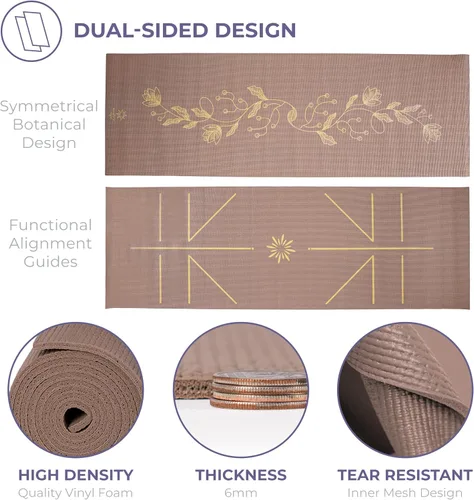 Miniatura 6 de Esterilla de yoga Ascend - Premium de 6 mm de grosor, 72 x 24 pulgadas, impresión sólida o reversible, antideslizante, resistente a los desgarros