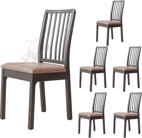 Miniatura 8 de Dimatic Juego de 2 fundas de asiento para silla, de piel sintética, impermeables, fundas elásticas para sillas de comedor, fundas protectoras