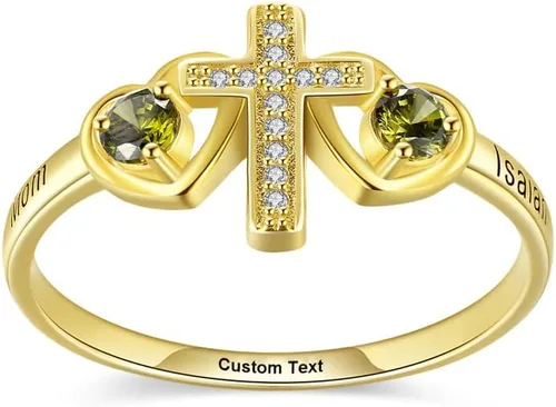 Anillo de pureza cristiana para adolescentes y niñas, anillos de cruz para mujeres, joyería cristiana con pulgar de amor, anillo de plata de ley,