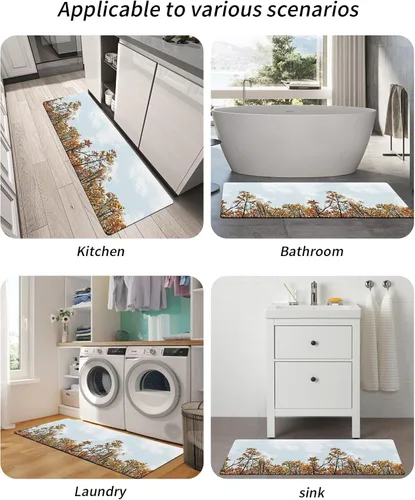 Miniatura 5 de Tapete de baño para bañera y hojas de flores de otoño, antideslizante, de secado rápido y absorbente, tierra de diatomeas, fregadero, dormitorio