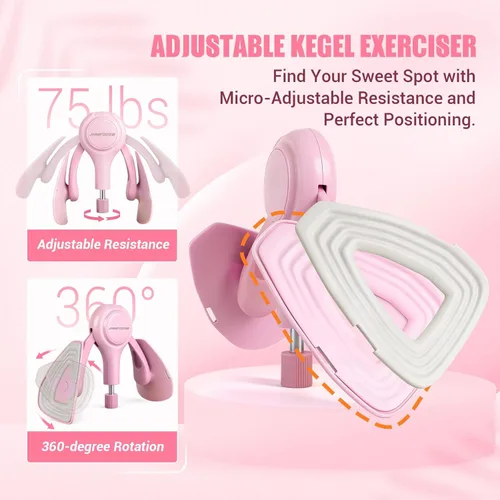 Miniatura 2 de Entrenador de muslos para mujer, dispositivo de ejercicio de suelo pélvico de 360° con banda de resistencia, equipo de entrenamiento de muslos