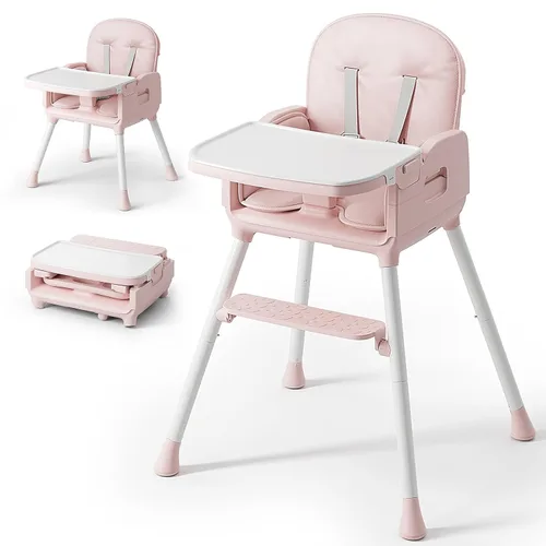 Miniatura 12 de Obee Odee Silla Alta Portátil 3 en 1 para Bebés y Niños Pequeños, Silla Alta Plegable Convertible Fácil de Limpiar para Infantes con Patas Beige