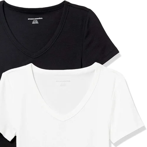 Miniatura 6 de Tienda Essentials - Camiseta de manga corta con cuello en V para mujer, 2 piezas