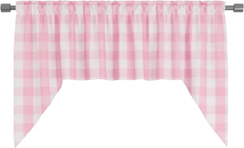 Miniatura 261 de Cenefas de cortina para ventana de 16 pulgadas de largo, 2 paneles de cuadros búfalo, cortinas pequeñas con bolsillo para barra, estilo clásico