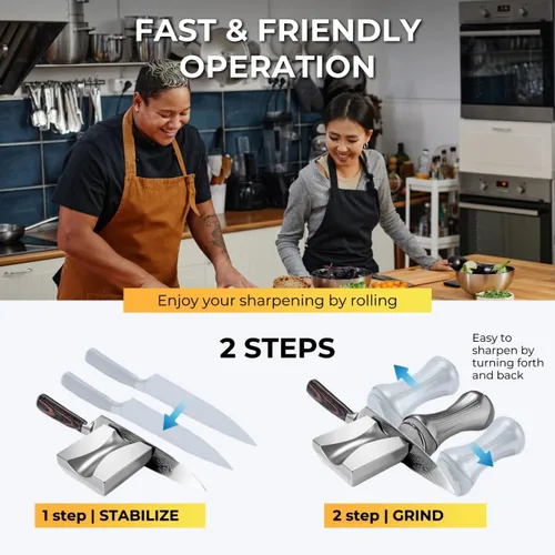 Miniatura 4 de YARO Best - Afilador de cuchillos para cocina y chef, sistema profesional de afilado de cuchillos, kit de afilador de cuchillos de aluminio, rodillo