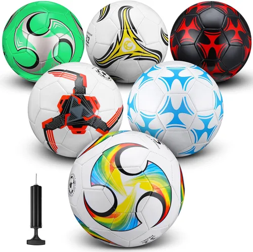 Deekin Balón de fútbol a granel con aguja de bomba de tamaño 5/4/3 desinflado, pelota de fútbol oficial para interiores y exteriores, accesorios de