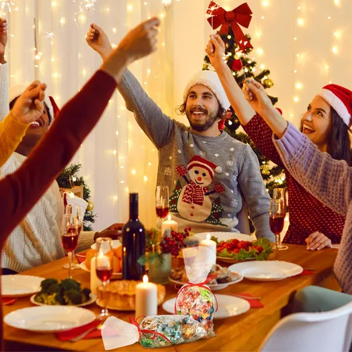 Miniatura 6 de Boao 100 piezas de bolsas de celofán para golosinas de Navidad con copos de nieve, bolsa de dulces con cinta para suministros de fiesta de Navidad