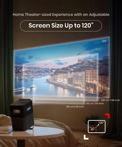Miniatura 6 de TCL Proyector A1 GTV con licencia oficial de Netflix, proyector de película portátil para exteriores de 1080P, 360 lúmenes ISO, proyector WiFi RGB