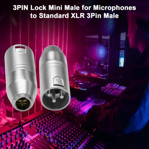 Miniatura 2 de Paquete de 5 mini conectores XLR de 3 pines, micrófono adaptador macho de 3 pines a XLR macho de 3 pines, conector de audio de micrófono de aleación