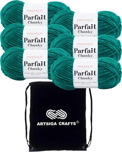 Miniatura 53 de Premier Yarns Parfait Chunky Mushroom 1150-41 (6 madejas - mismo lote de tinte) Peso S Bulky #6 Hilo de poliéster para ganchillo y punto con bolsa