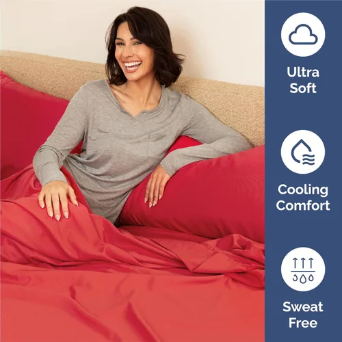 Miniatura 4 de Juego de sábanas King de 6 piezas, sábanas transpirables y refrescantes, sábanas de hotel, ropa de cama cómoda con bolsillos profundos y fácil 27