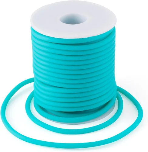 Miniatura 60 de FASHEWELRY 3 rollos de cables de goma huecos para tejer, cable de peluquero de 0.079 pulgadas (0.079 in), cables de silicona para tejer puntada