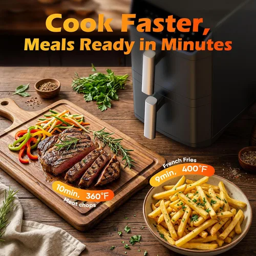 Miniatura 3 de Freidora de aire de doble cesta, 12.6QT de tamaño familiar para 10–12 personas, cesta XL para pollo entero de 6LB, diseño compacto DoubleStack