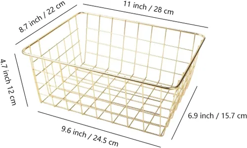 Miniatura 4 de 4 cestas de almacenamiento de alambre para cocina, contenedor de metal para el hogar, organizador de almacenamiento con asa para despensa, estante