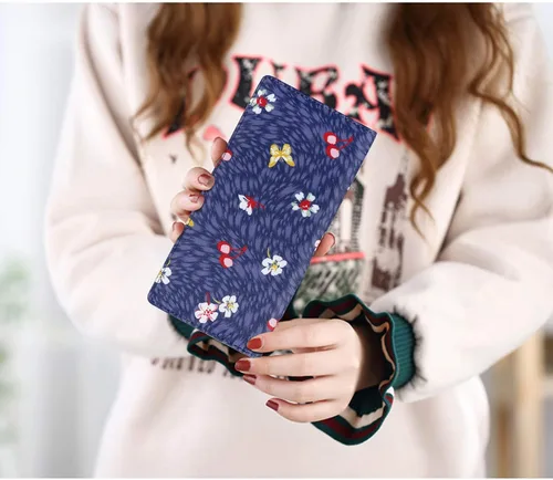 Miniatura 196 de HUA ANGEL Billetera para mujer, ultra delgada y delgada, con bloqueo RFID, tarjetero de crédito, doble embrague, carteras largas, regalo para A-ámbar
