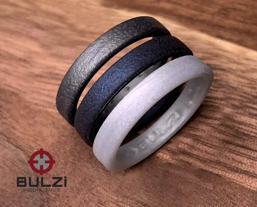 Miniatura 2 de BULZi Wedding Bands, Anillo de silicona con acabado martillado de ajuste cómodo con flujo de aire