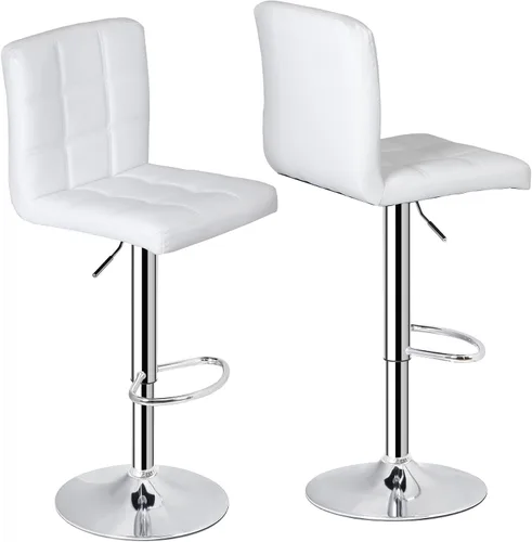 Miniatura 8 de ZENY Juego de 2 taburetes de bar giratorios ajustables, modernos taburetes de bar de cocina de piel sintética, taburete de bar cuadrado, color negro