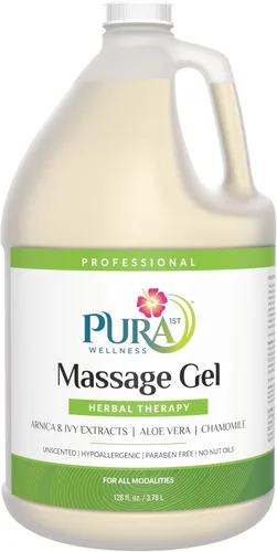 Wellness - Gel de masaje profesional de terapia herbaria con extracto de aloe vera y árnica, 128 onzas, tejido profundo sin perfume, hipoalergénico,