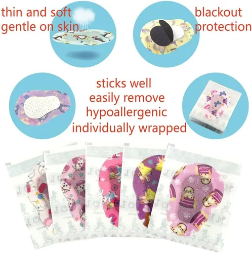 Miniatura 2 de Parches adhesivos para ojos para niños con ojo perezoso, 30+3 parches adicionales, vendajes adhesivos para ambliopía, 5 diseños divertidos
