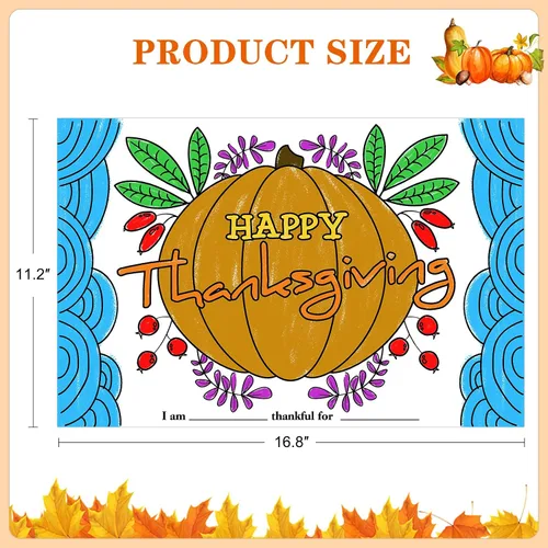 Miniatura 6 de Colorea tus propios manteles individuales, 12 hojas de otoño de Acción de Gracias para niños, de 11 x 17 pulgadas, manteles individuales de papel