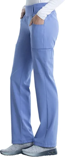 Miniatura 3 de Cherokee Pantalones Médicos para Mujeres de Tiro Medio Pierna Recta Pantalones de Uniforme Médico para Mujeres sin Cierre con 6 Bolsillos