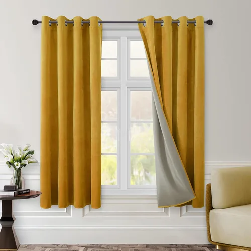 Miniatura 10 de HOMEIDEAS Cortinas de terciopelo opacas de color azul marino, 52 x 96 pulgadas, para oscurecer la habitación, con aislamiento térmico y ojales