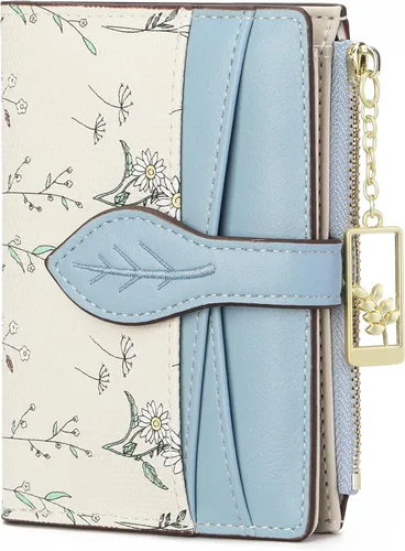 Miniatura 9 de GAEKEAO Billeteras pequeñas para mujer, con bloqueo RFID, plegable, de piel vegana, con bolsillo con cremallera, ventana de identificación