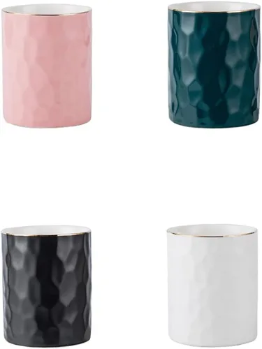 Miniatura 7 de Soporte de Bolígrafos de Cerámica Caddy, Taza, Organizador de Lápices, Soporte para Brochas de Maquillaje para Escritorio de Oficina en Casa (Blanco)
