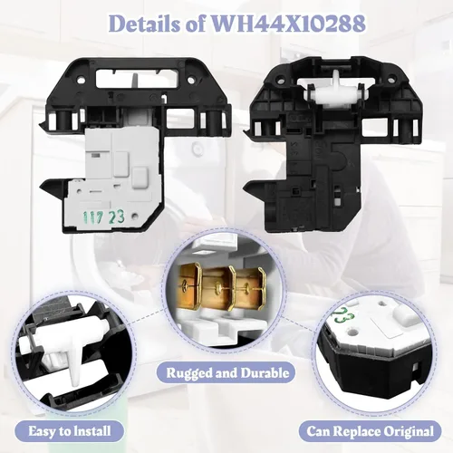 Miniatura 4 de WH44X10288 Reemplazo de cerradura de tapa para GE GUD24GSSM0WW GUD24GSSM1WW GUD27EESN0WW GUD27ESPM0DG GUD27ESPM1DG GUD27ESSJ0WW GUD27ESSJ1WW