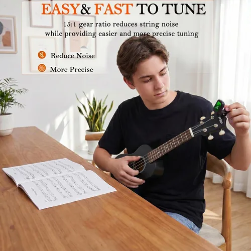 Miniatura 3 de Everjoys Paquete de ukelele soprano para principiantes de 21 pulgadas con clase en línea gratuita, bolsa de actuación, afinador digital, púas y paño