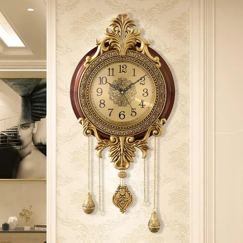 Reloj de pared de péndulo decorativo, movimiento de cuarzo, vintage, silencioso, sin tictac, grande, de metal antiguo, relojes de oficina en casa