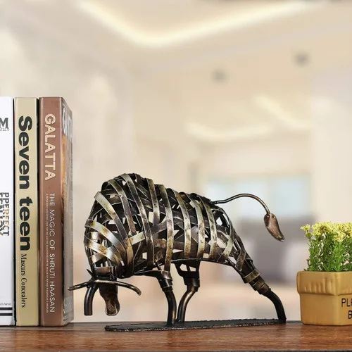 Miniatura 2 de Tooarts Metal escultura moderna hierro trenzado ganado hogar hecho a mano estatua artesanía