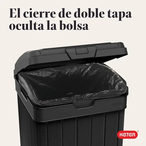 Miniatura 9 de Keter Baltimore - Bote de basura de resina de 38 galones para cocina al aire libre con tapa y bandeja de goteo para una fácil limpieza, perfecto
