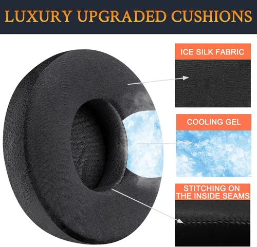 Miniatura 4 de SoloWIT Almohadillas refrescantes para auriculares inalámbricos Beats Solo 2 y Solo 3, almohadillas con espuma de aislamiento de ruido de alta Negro