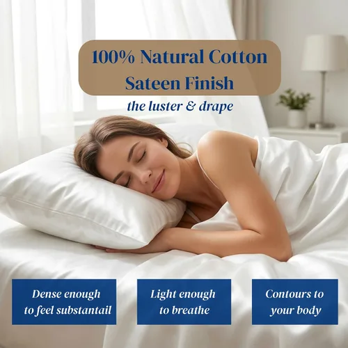 Miniatura 6 de Beckham Hotel Collection Juego de sábanas tamaño Twin 100% algodón, ropa de cama de satén de lujo 500TC, bolsillo profundo de 16", que absorbe