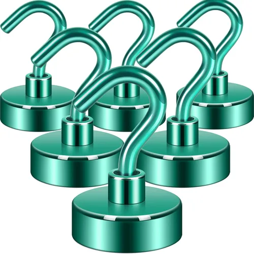 Miniatura 29 de Neosmuk Ganchos magnéticos extrafuertes con resistencia de más de 27 lbs, con imanes de tierras raras resistentes para refrigerador, crucero, Bronce
