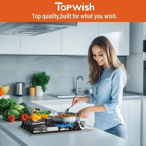 Miniatura 7 de TOPWISH Placa de Cocina de Gas de 12 Pulgadas, Estufa de Gas Integrada Convertible a LPG/NG con 2 Quemadores 18000BTU, Estufa de Propano de Acero