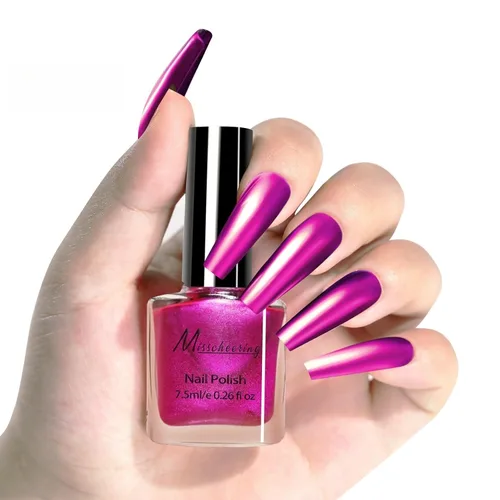 Miniatura 16 de Esmalte de Uñas Dorado Champán con Efecto Espejo Metálico, Laca de Uñas Brillante de Secado Rápido y Larga Duración, Cromo para Manicura DIY