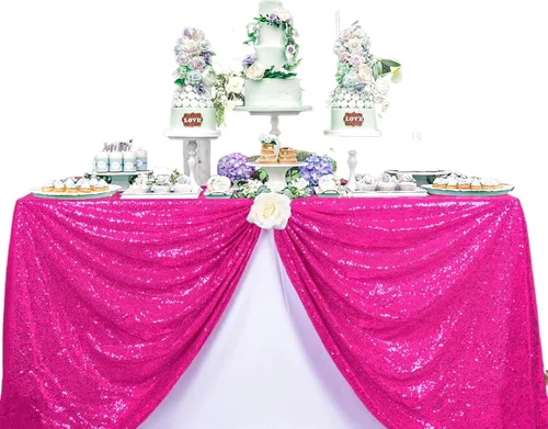 Miniatura 14 de ShinyBeauty Mantel cuadrado de lentejuelas rosas de 50 x 50 pulgadas, mantel de 50 x 50 pulgadas, perfecto para cumpleaños, fiestas, bodas