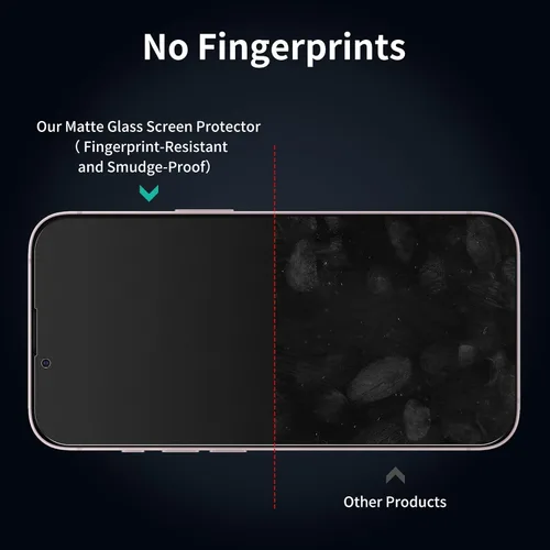 Miniatura 9 de Paquete de 2 protectores de pantalla de vidrio templado mate para iPhone 17e/16e/13 Pro/13/14, película de vidrio templado mate antirreflejos